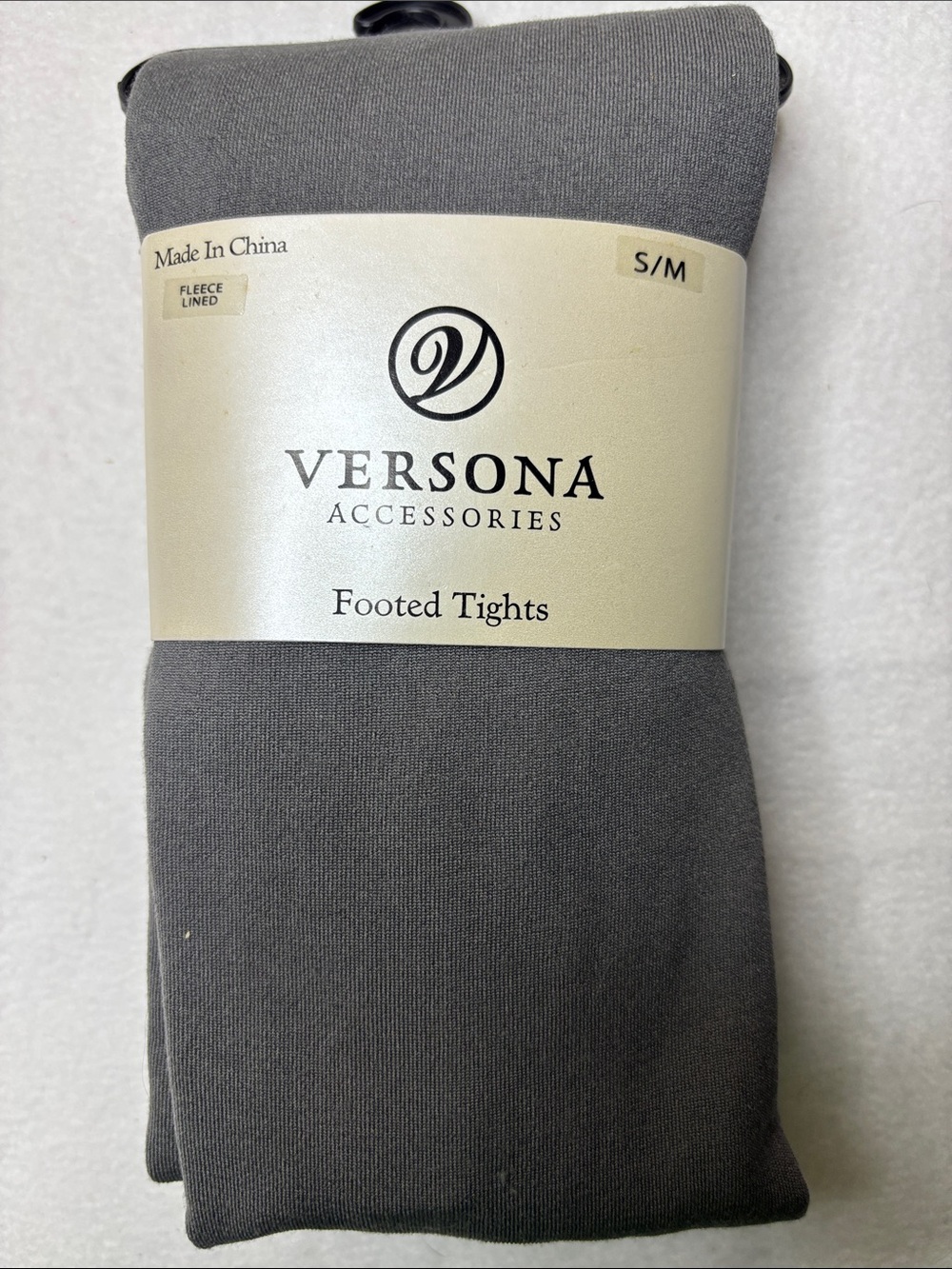 Versona Footed Tights in Gray - Fleece Lined S/M